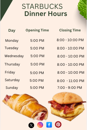 starbucks dinner hours