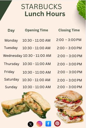 starbucks lunch hours